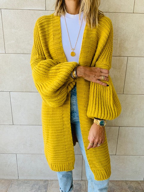 Mustard Fluffing Around Cardi
