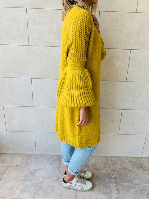 Mustard Fluffing Around Cardi