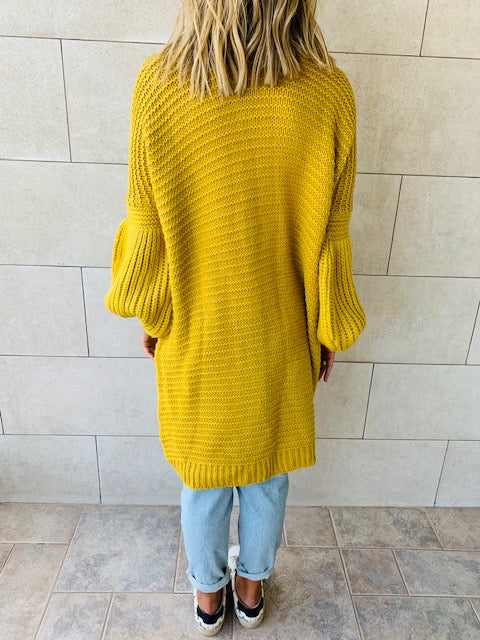 Mustard Fluffing Around Cardi