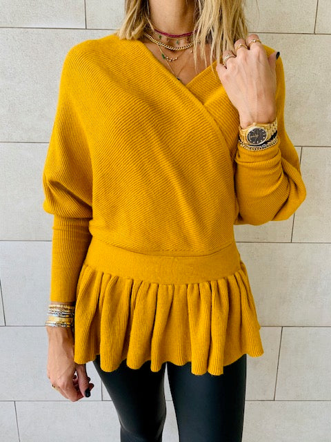 Mustard Sophisticated Vee Knit