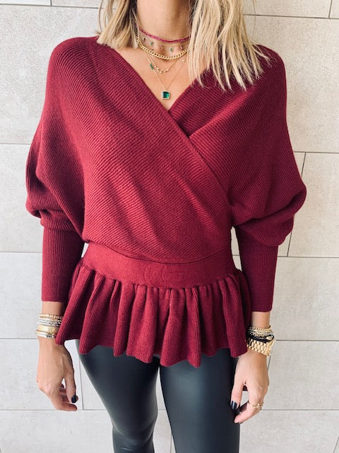Burgundy Sophisticated Vee Knit