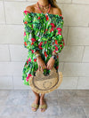 Green Floral Alejandra Dress
