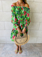 Green Floral Alejandra Dress