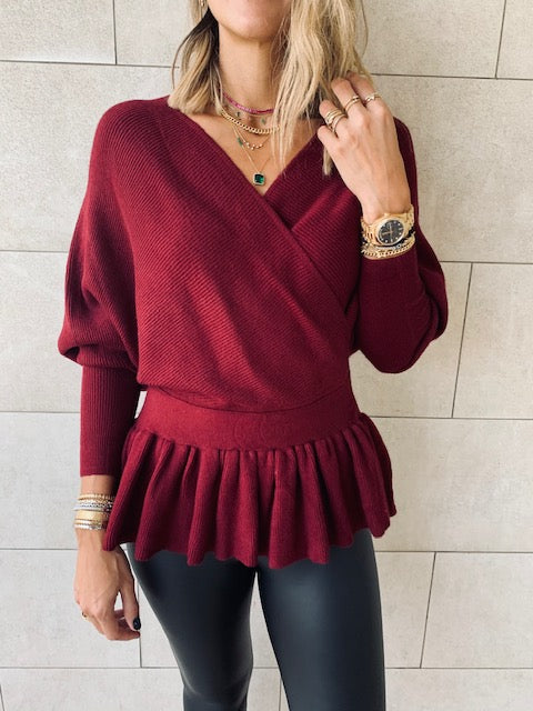 Burgundy Sophisticated Vee Knit