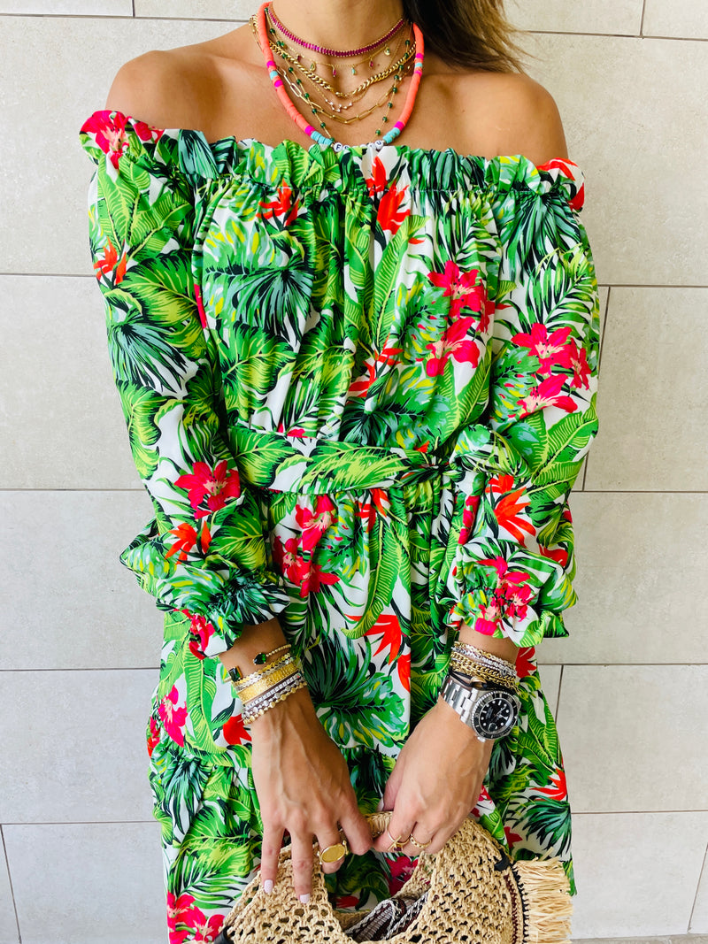 Green Floral Alejandra Dress