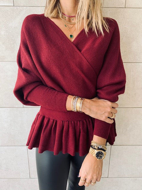 Burgundy Sophisticated Vee Knit