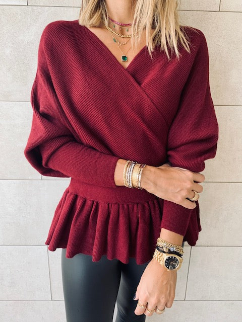 Burgundy Sophisticated Vee Knit