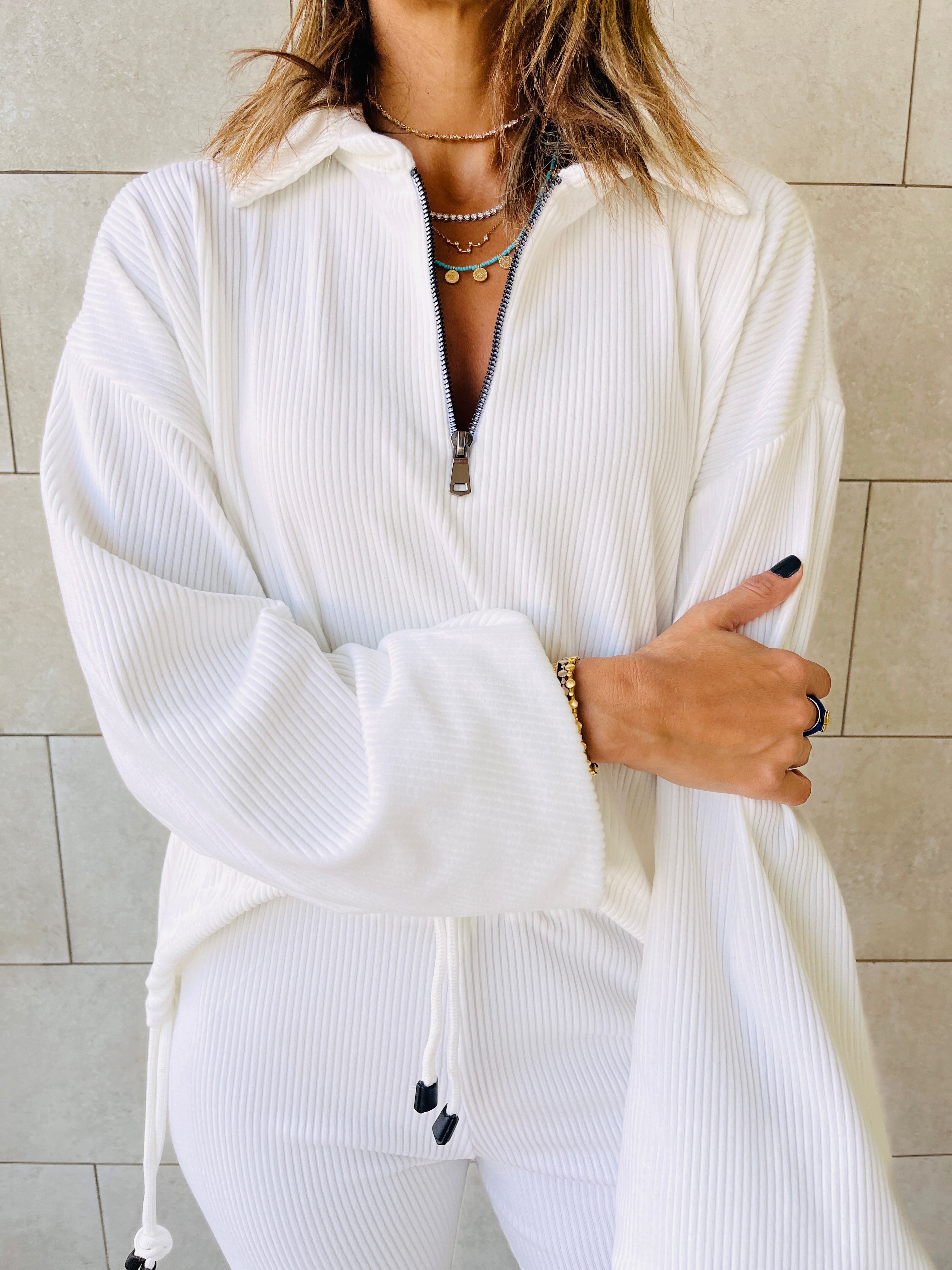 White Around Town Sweater Set