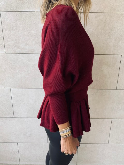 Burgundy Sophisticated Vee Knit