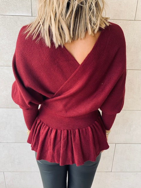 Burgundy Sophisticated Vee Knit
