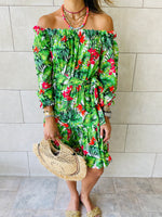 Green Floral Alejandra Dress