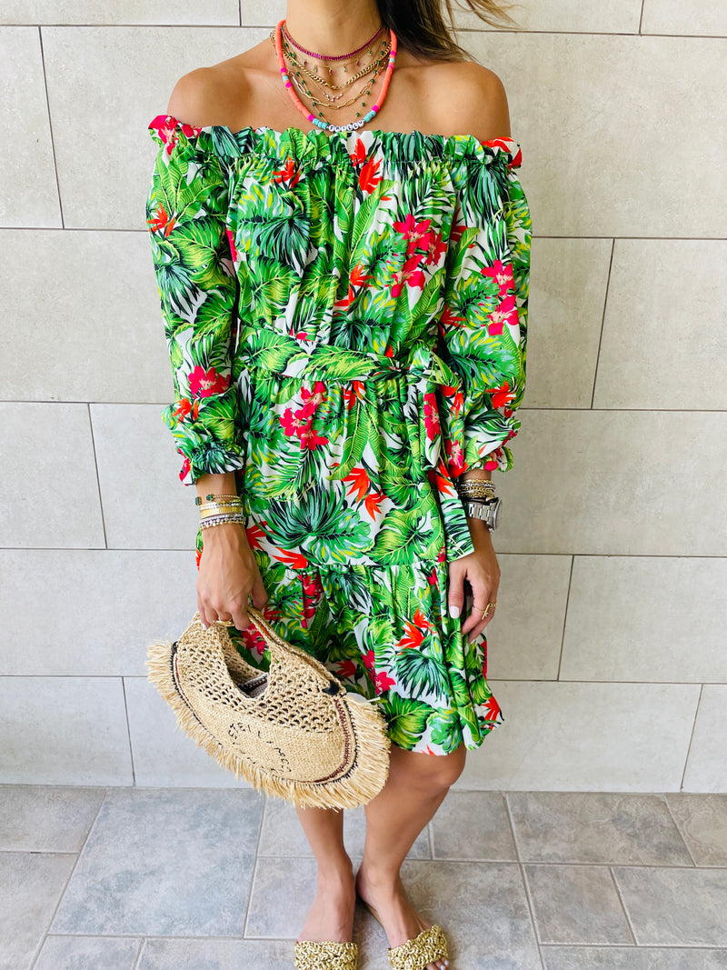 Green Floral Alejandra Dress