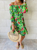 Green Floral Alejandra Dress