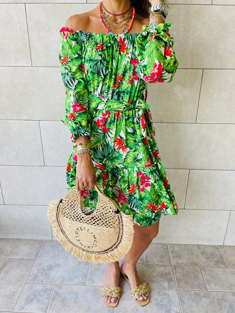 Green Floral Alejandra Dress