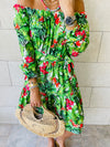 Green Floral Alejandra Dress