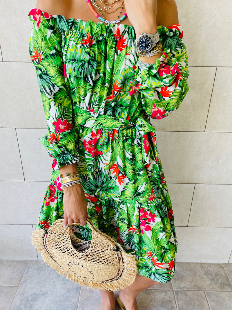 Green Floral Alejandra Dress