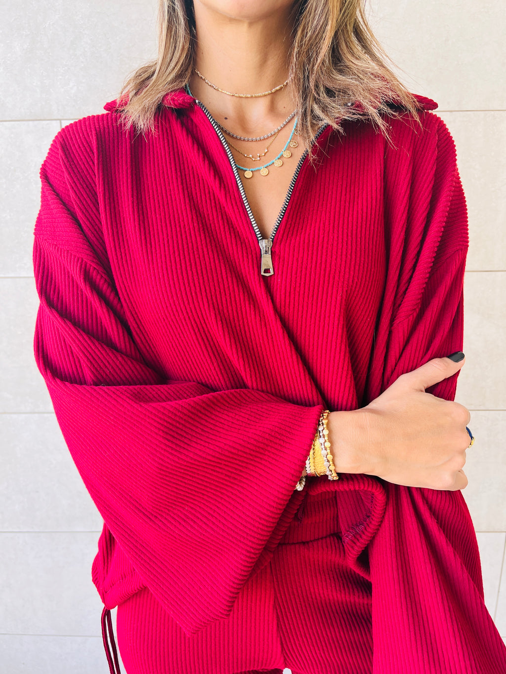 Burgundy Around Town Sweater Set