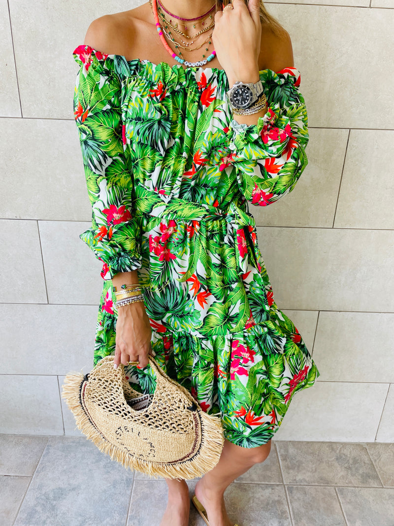 Green Floral Alejandra Dress