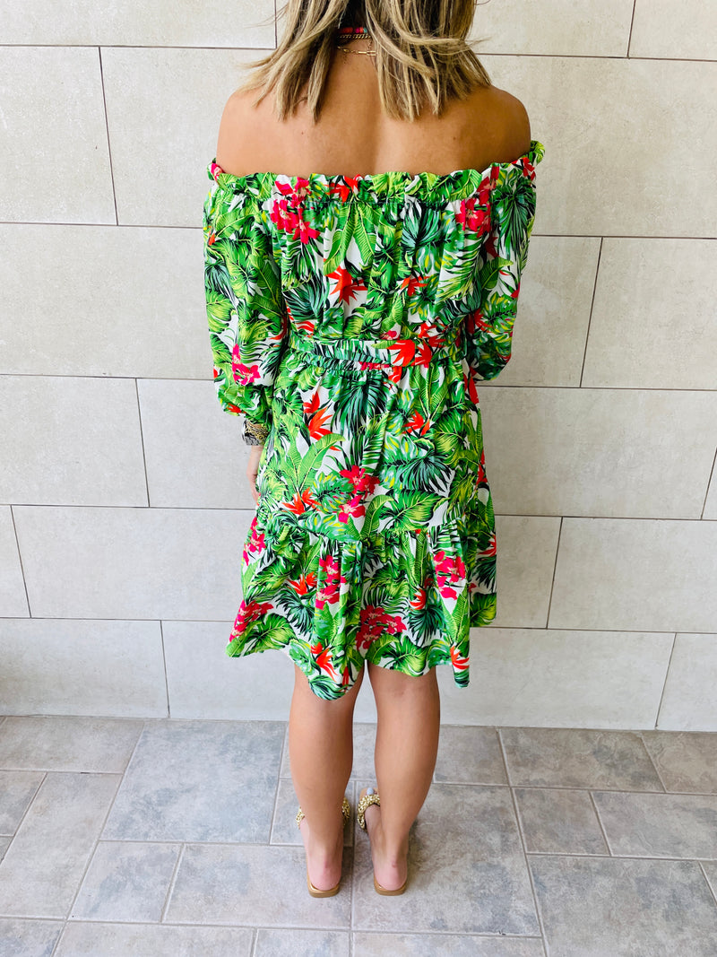 Green Floral Alejandra Dress