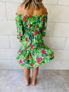 Green Floral Alejandra Dress