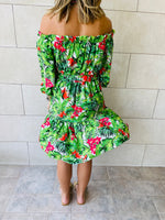 Green Floral Alejandra Dress