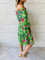 Green Floral Alejandra Dress