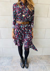 Fall Floral A-Line Shirt Dress