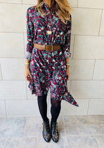 Fall Floral A-Line Shirt Dress