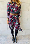 Fall Floral A-Line Shirt Dress