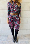 Fall Floral A-Line Shirt Dress