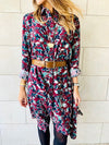 Fall Floral A-Line Shirt Dress