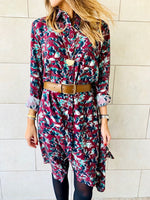 Fall Floral A-Line Shirt Dress