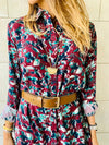 Fall Floral A-Line Shirt Dress