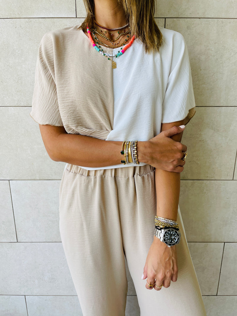 2 Piece Beige Lightweight Set