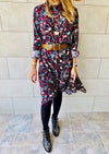 Fall Floral A-Line Shirt Dress