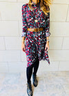 Fall Floral A-Line Shirt Dress