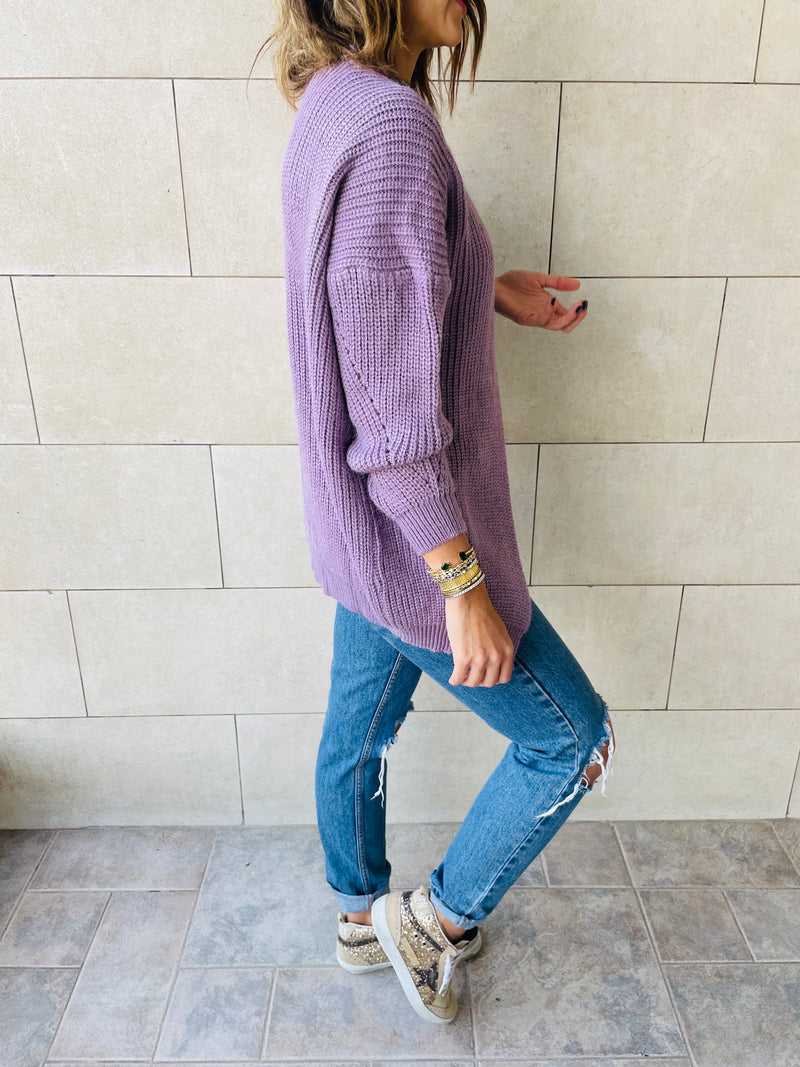 Lilac Basic Cardigan