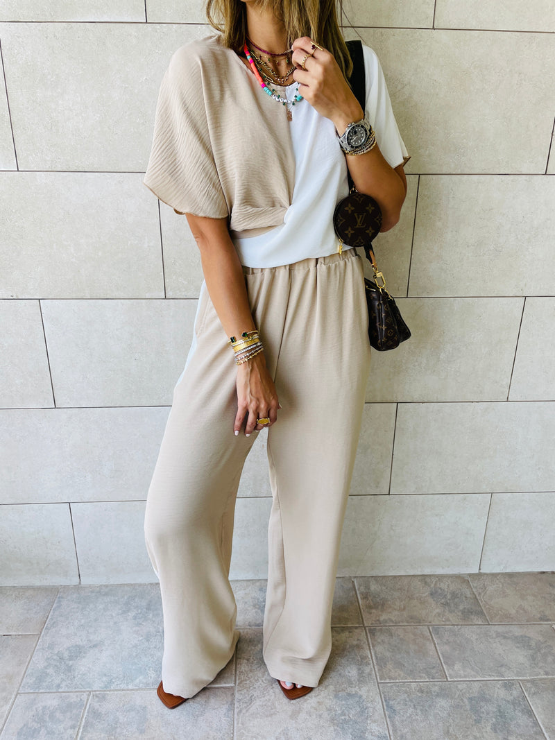 2 Piece Beige Lightweight Set