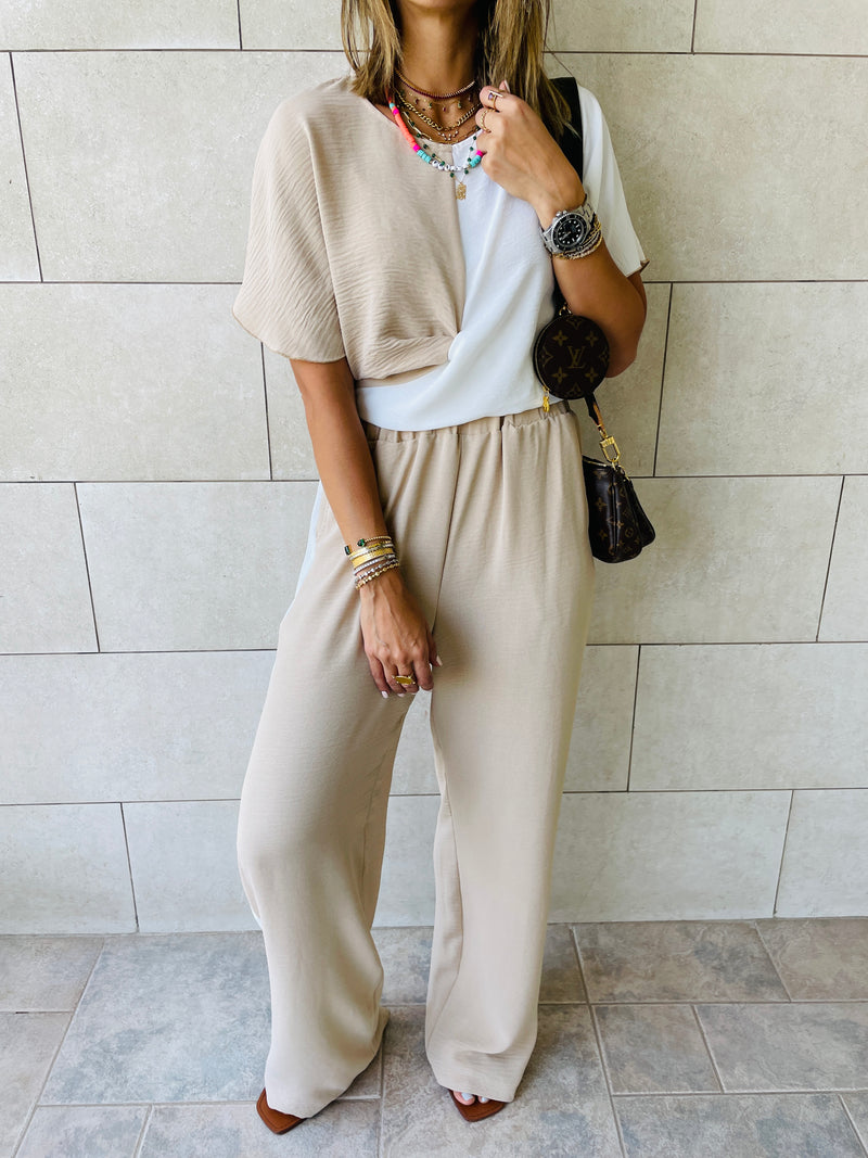 2 Piece Beige Lightweight Set