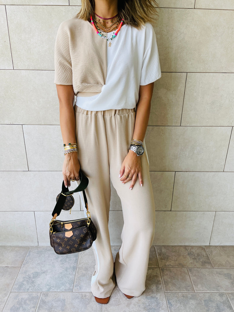 2 Piece Beige Lightweight Set