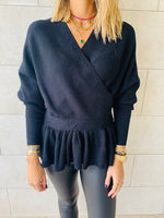 Black Sophisticated Vee Knit