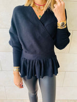 Black Sophisticated Vee Knit