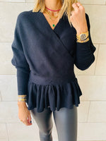 Black Sophisticated Vee Knit