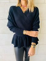 Black Sophisticated Vee Knit