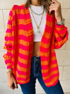 Orange Striped Chunky Cardigan