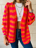 Orange Striped Chunky Cardigan