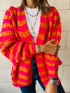 Orange Striped Chunky Cardigan