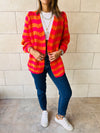 Orange Striped Chunky Cardigan