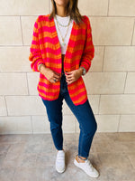 Orange Striped Chunky Cardigan