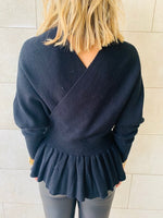 Black Sophisticated Vee Knit